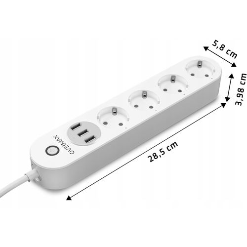 Overmax pametna strujna letva, 4x220V, 3xUSB, WiFi, BT, aplika Flow MultiControl slika 7