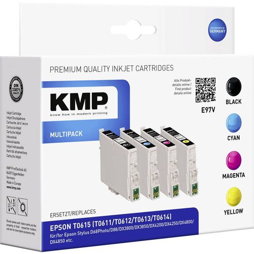 KMP tinta zamijenjen Epson T0611, T0612, T0613, T0614 kompatibilan kombinirano pakiranje crn, cijan, purpurno crven, žut E97V 1603,0005 slika 1