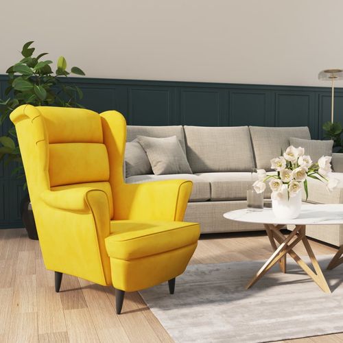 Fotelja od baršuna boja senfa slika 1