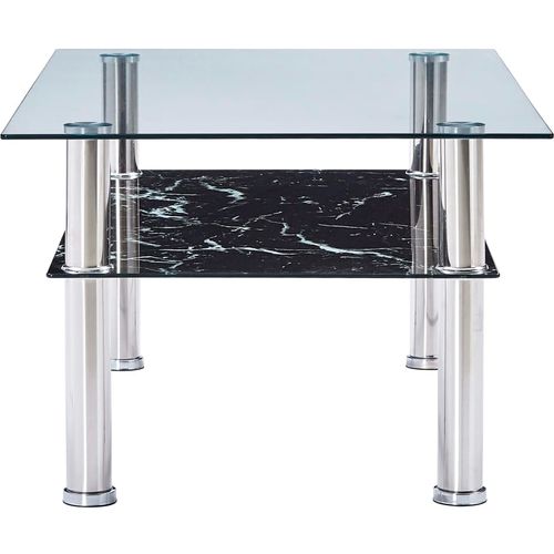 280099 Coffee Table with Marble Look Black 100x60x42 cm Tempered Glass slika 8