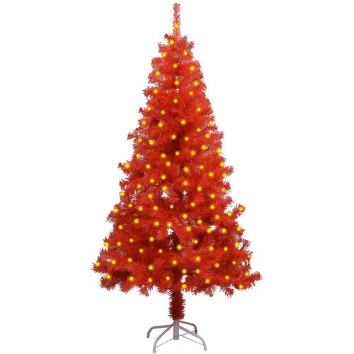 Umjetno božićno drvce LED sa stalkom crveno 150 cm PVC slika 1