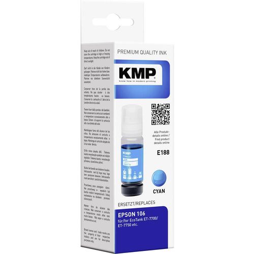 KMP tinta za punjenje zamijenjen Epson 106, 106 EcoTank, T00R2, C13T00R240 kompatibilan  cijan E188 1644,0003 slika 1