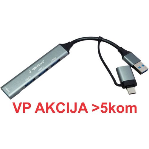 UHB-U3P4-06 ** Gembird HUB Type-A+C to 3*USB2.0 + 1*USB3.0 Aluminum (287) slika 4