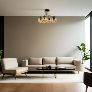 Roma 4 Lü Siyah Bal Camlı Avize Amber