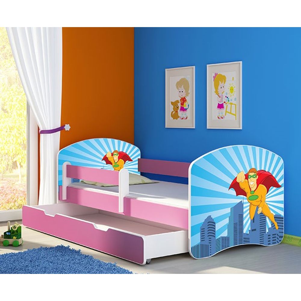 ACMA Dječiji krevet Acma II sa ladicom Pink - 160x80cm - Dezen 19 slika 1
