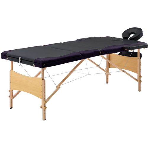 Sklopivi masažni stol s 3 zone drveni crno-ljubičasti slika 1