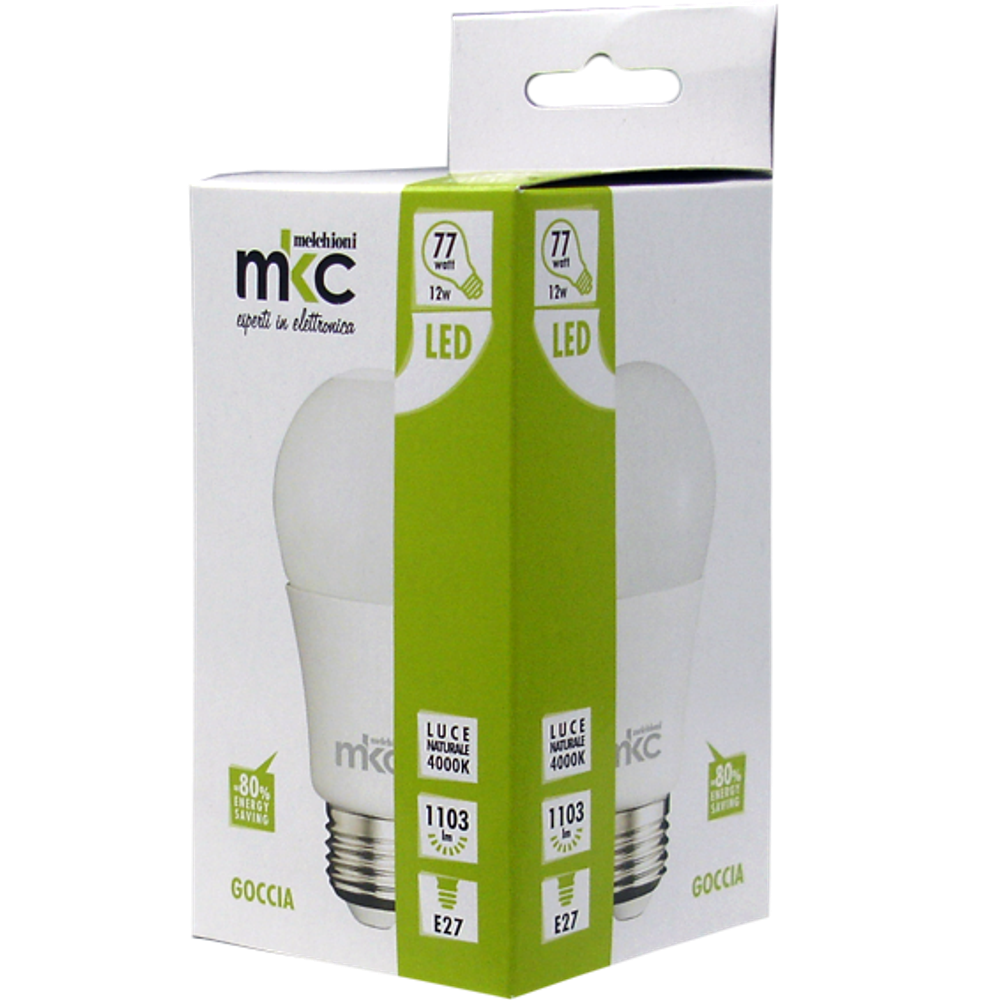 MKC Sijalica,LED 12W, E27, 220V AC,prirodno bijela svjetlost - LED GOCCIA A60 E27/12W-N Box slika 2