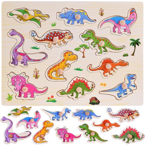 Drvena ploča slagalica dinosauri 11 elemenata slika 1