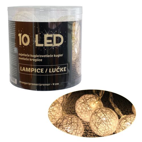 10 LED lampica-loptica 4 cm, na baterije. slika 1