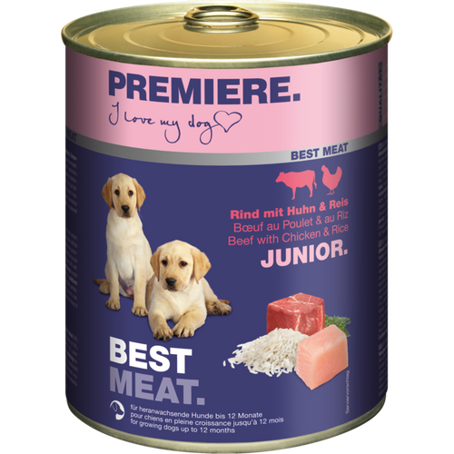 Premiere Dog Best Meat Junior Piletina,Govedina,Pirinač, 800g konzerva slika 1