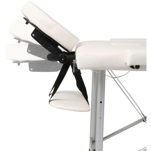 Krem bijeli sklopivi masažni dvodijelni stol s aluminijskim okvirom slika 1