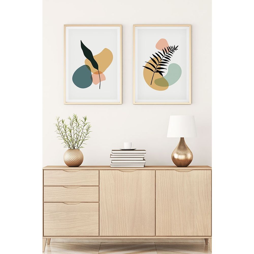 Dekorativna Slika Huhu124 - 70 x 50 Multicolor sa Okvirom od MDF-a (2 Komada) slika 2