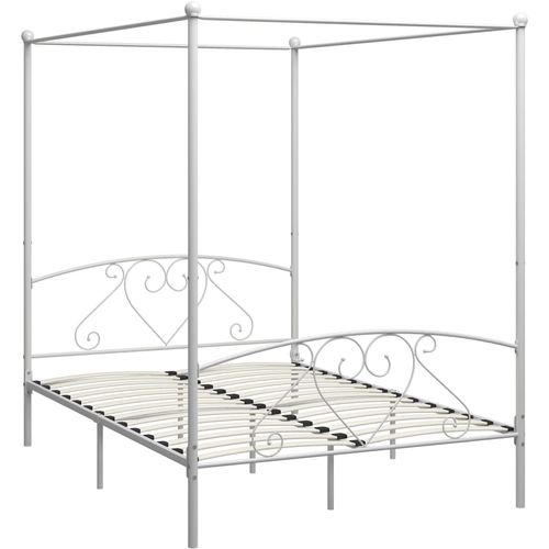 Okvir za krevet s nadstrešnicom bijeli metalni 160 x 200 cm slika 6