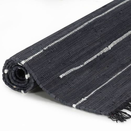 Ručno tkani tepih Chindi od pamuka 160 x 230 cm antracit slika 3
