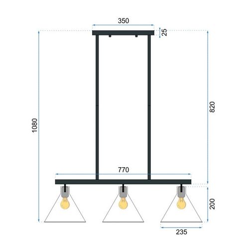 TOOLIGHT STAKLO METALNA STROPNA SVJETILKA APP318-3CP slika 5