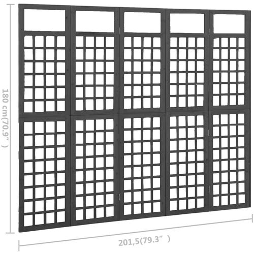 Sobna pregrada / rešetka s 5 panela jelovina 201,5x180 cm crna slika 12