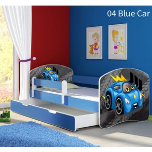 Dječji krevet ACMA s motivom, bočna plava + ladica 140x70 cm - 04 Blue Car