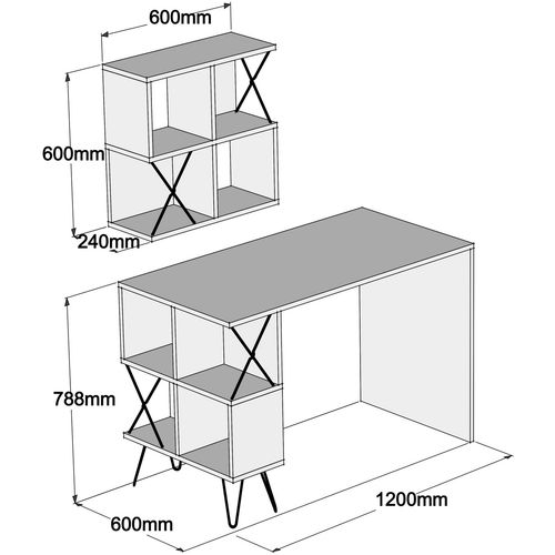 Extra 2 - Oak Oak
Black Study Desk slika 4