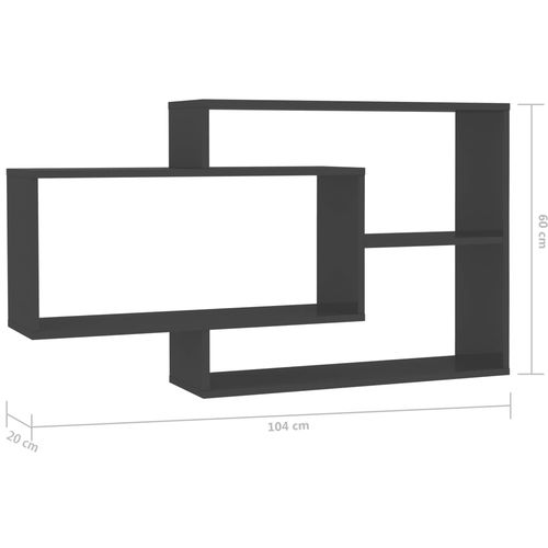 Zidne police visoki sjaj sive 104 x 20 x 58,5 cm od iverice slika 21