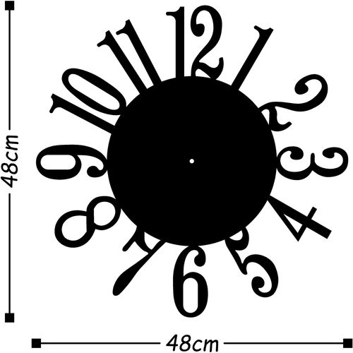Wallity Ukrasni metalni zidni sat, Metal Wall Clock 14 - Black slika 3