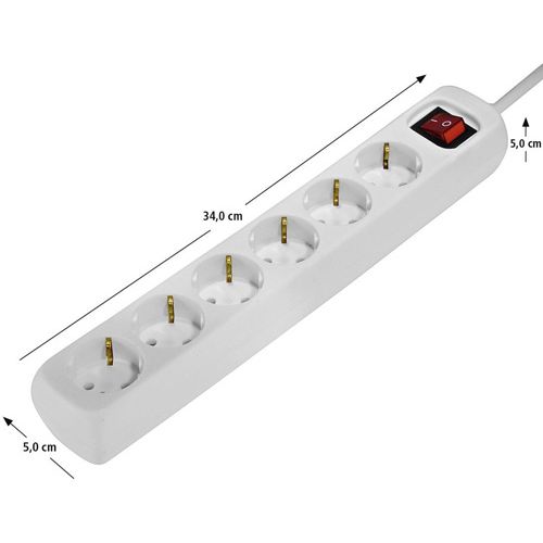 HAMA naponski produžni kabl 6 utičnica 5m (Bela) - 00108833 slika 3