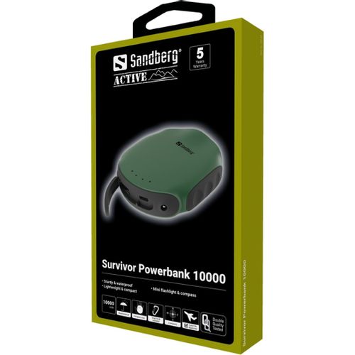 Sandberg Survivor Powerbank 10000mAh - prijenosna baterija s LED svjetiljkom i kompasom slika 4