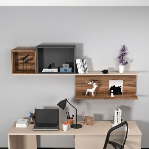 Akser - Light Walnut, Beige, Anthracite Light
Walnut
Beige
Anthracite Wall Shelf slika 2