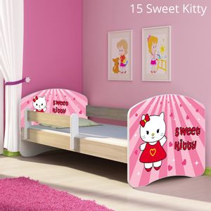 Dječji krevet ACMA s motivom, bočna sonoma 140x70 cm - 15 Sweet Kitty