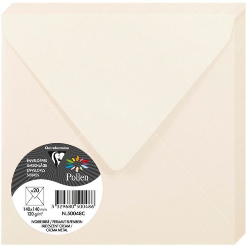 Clairefontaine kuverte Pollen 140x140mm 120gr perlasto cream 1/20 slika 1