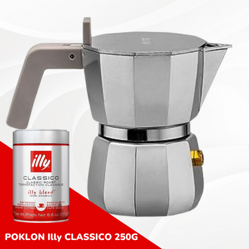 Aparat za kafu MOKA POT ALESSI za 3 šoljice kafe +  Illy CLASSICO 250G slika 1