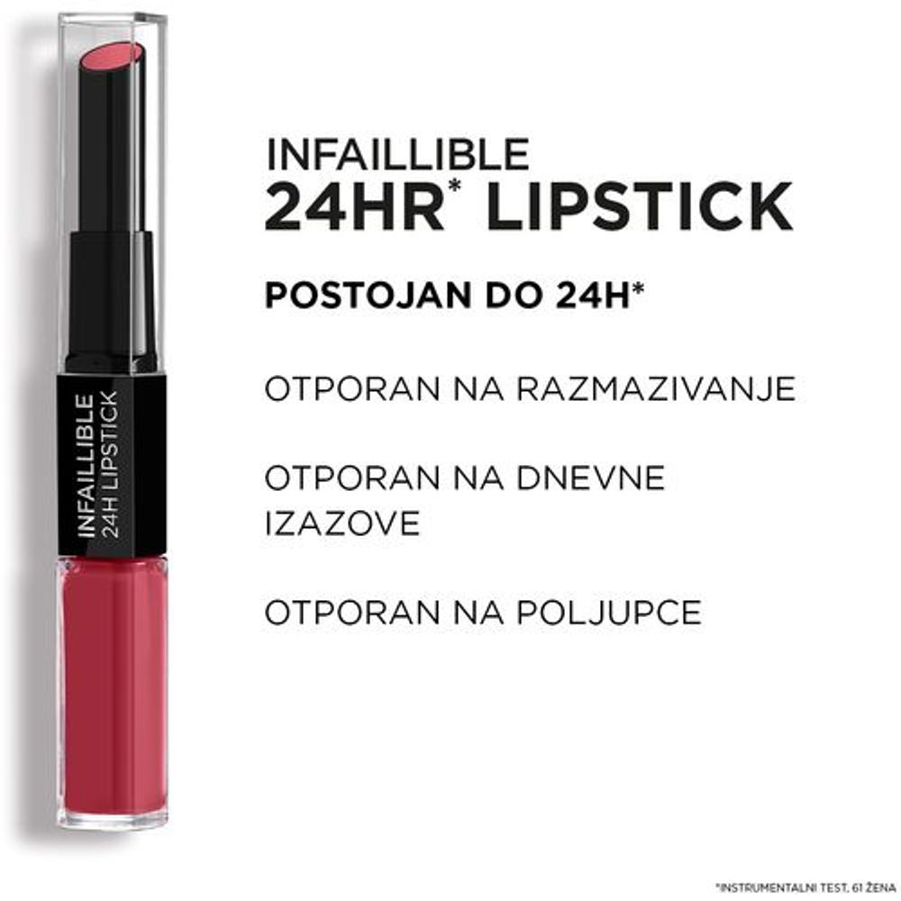 L'Oréal Paris Infaillible 24HR Lipstick Tečni ruž za usne 502 Red to Stay slika 4