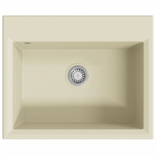 Kuhinjski sudoper s otvorom protiv prelijevanja bež granitni slika 39