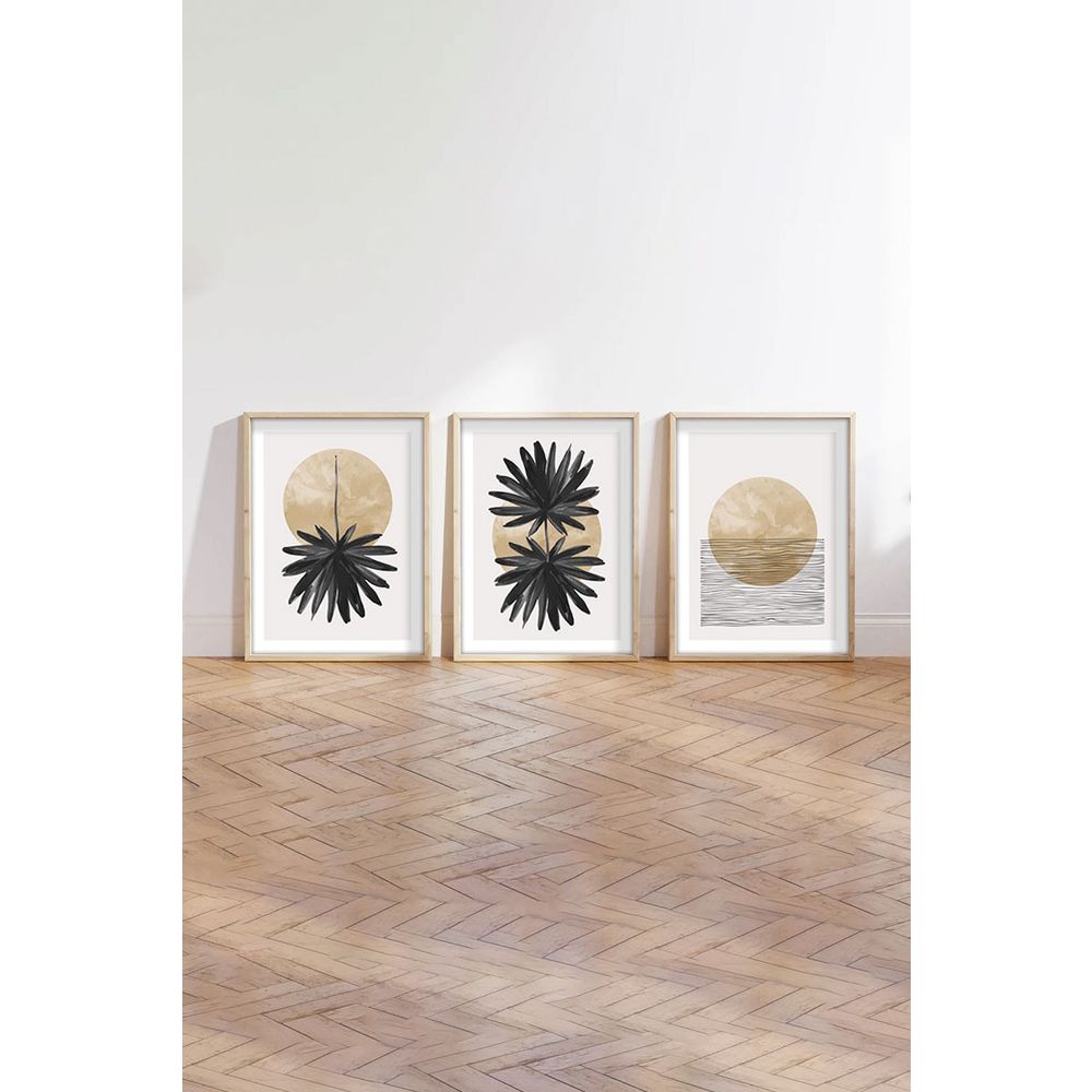 Huhu210 - Dekorativna Slika u Okviru od MDF-a, 50 x 70 cm, Višebojna (Set od 3 Komada) slika 4