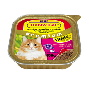 Hobby Cat Premium hrana za odrasle mačke Govedina 100g