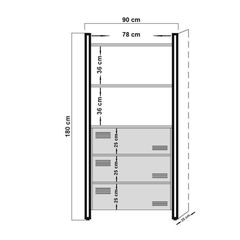 Cosmo Cortex Atlantic Pine Black Bookshelf slika 7