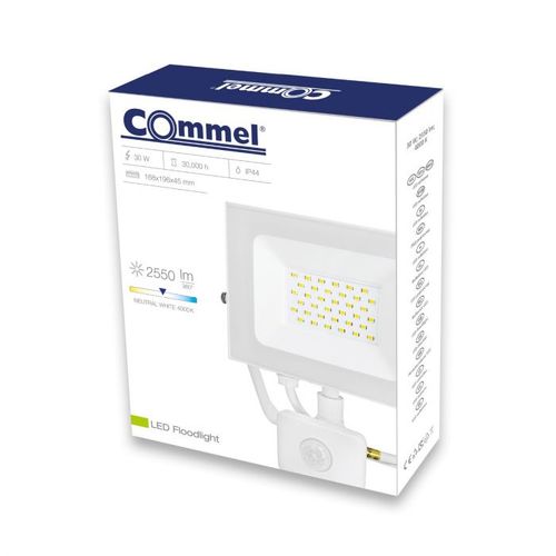 COMMEL LED Reflektor Senzor 30W 4000K, 2550lm 30kh, Beli  slika 2