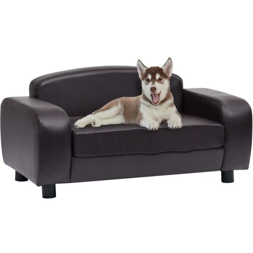 Sofa za pse smeđa 80 x 50 x 40 cm od umjetne kože slika 16