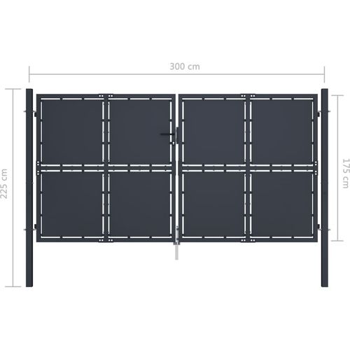 Vrtna vrata čelična 300 x 175 cm antracit slika 9