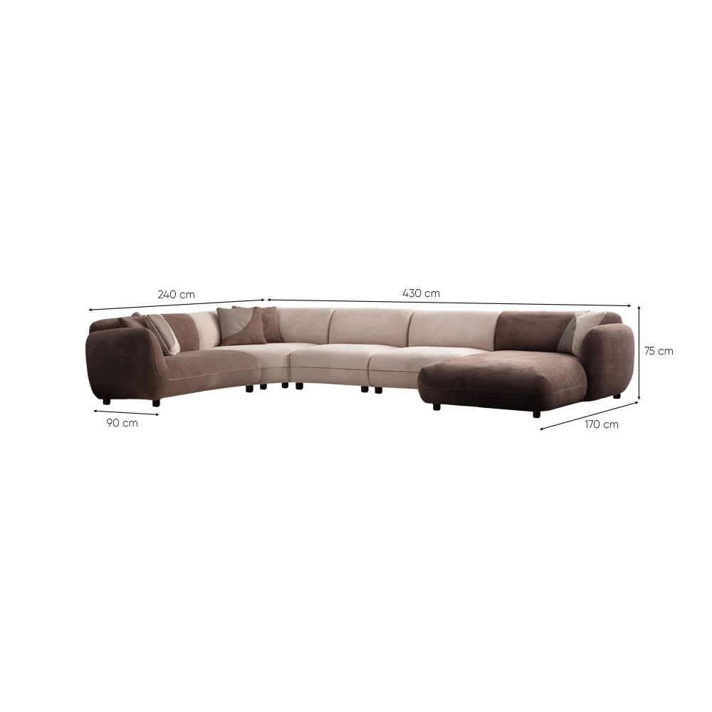 Ugaona sofa Pavia Corner 7 (L1,5+Cx+O1+O1+Chlr) - boje: krem smeđa slika 15