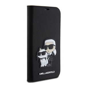 Maska Karl Lagerfeld Saffiano BP Nft Karl&amp;Choupette za iPhone 15 6.1 crna (KLBKP15SSANKCPK)