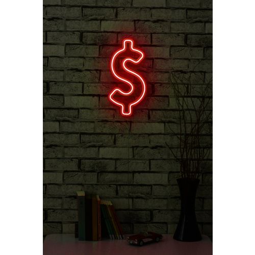 Wallity Ukrasna plastična LED rasvjeta, Dollar Sign - Red slika 12