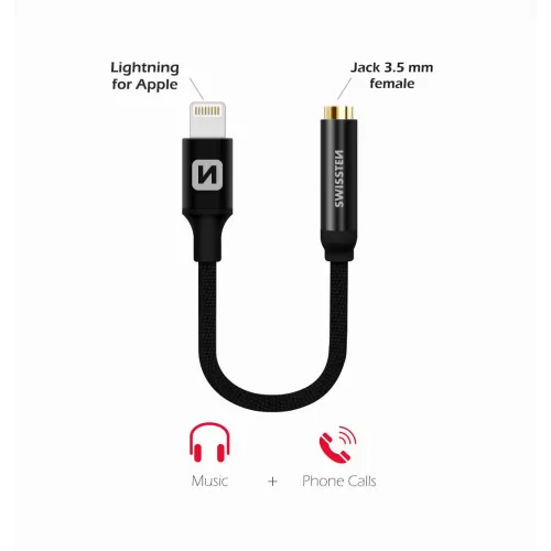 Swissten Audio adapter Lightning/3,5mm 0,15m crna slika 1