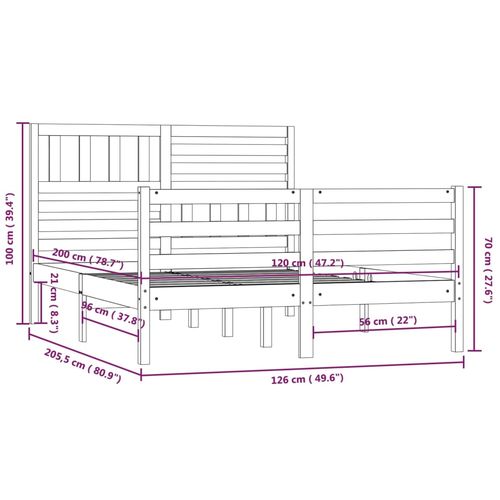 Okvir za krevet od masivnog drva 120 x 200 cm slika 9