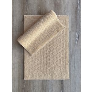 Ucgen - Beige Beige Bathmat Set (2 Pieces)