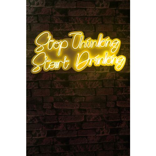 Wallity Ukrasna plastična LED rasvjeta, Stop Thinking Start Drinking - Yellow slika 2