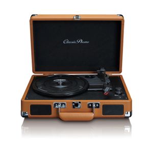 Gramofon LENCO Classic phono TT-10BN, RCA izlaz, 3.5mm, AUX in, zvučnici, Suitcase, smeđi