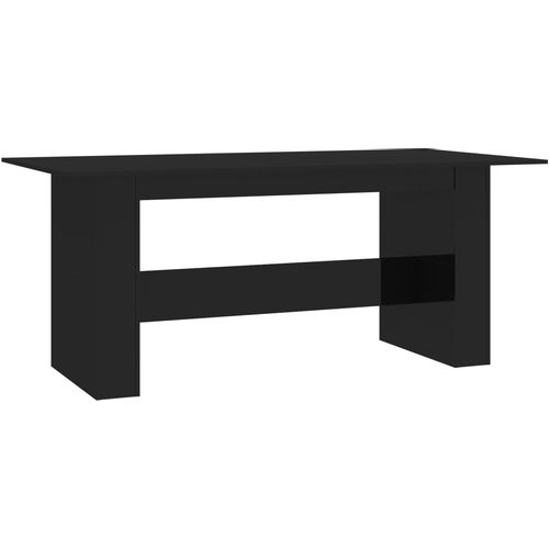 Blagovaonski stol visoki sjaj crni 180 x 90 x 76 cm od iverice slika 2