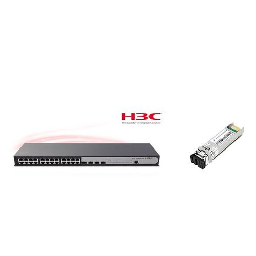 H3C S1850-28P-PWR, 24G 4SFP PoE 370W + SFP modul 1.25Gb slika 1