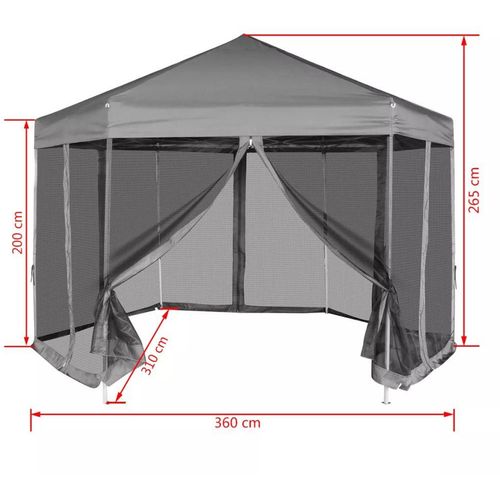 Heksagonalni Pop-Up Šator sa 6 Panela Sivi 3,6x3,1 m slika 1
