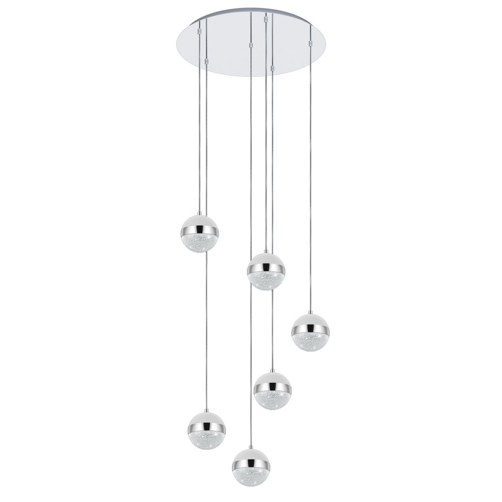 Eglo viseća lampa licoroto g9 6x3w krom/bijelo, prozirno v:1500mm o500mm slika 1